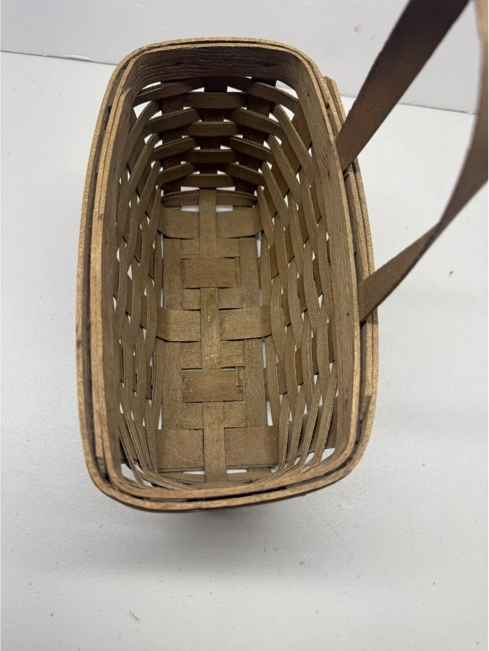 Longaberger Hanging Basket Handmade 1983 Wood Splint Signed 9 X 5 X 5